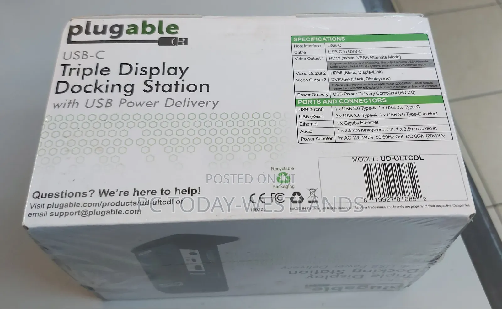 Plugable USB Type-C Triple Display Docking Station Mac/Win