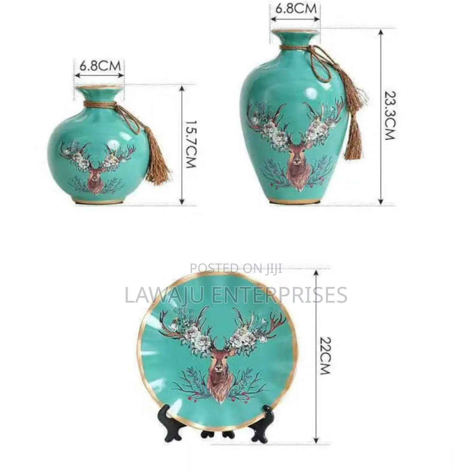 Turquoise 3 PCS European Ceramic Vases