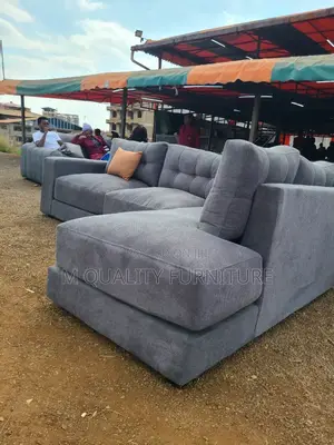 Gray Corner Sofa With Spring Cushions