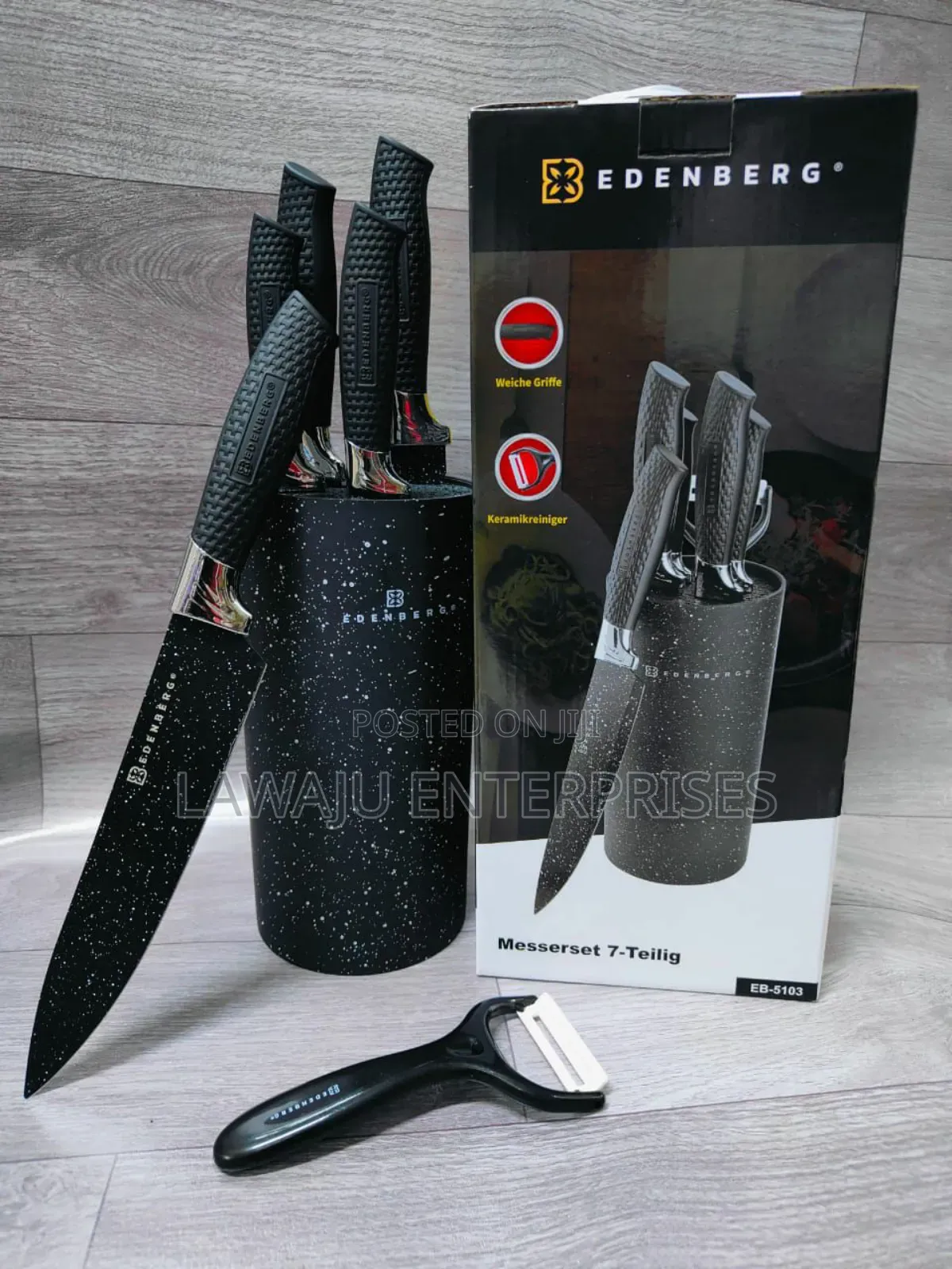 Black Edenburg Marble Knife Set