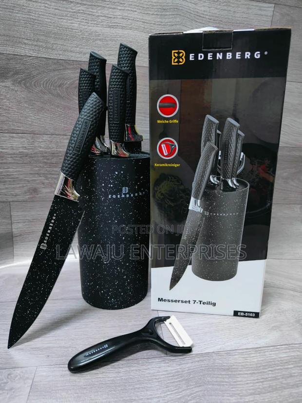 Black Edenburg Marble Knife Set - main view