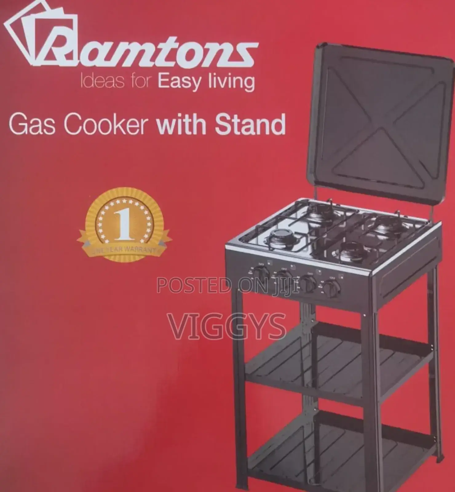 Brand New Ramtons 4 Burner Standing Cooker With Shelf RG-5