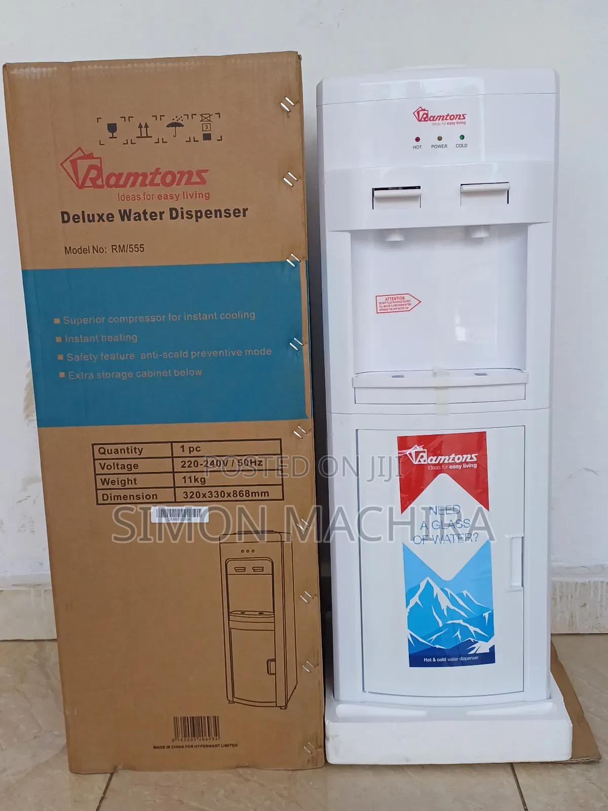 Ramtons Dispenser Hot and Cold, Compressor Cooling RM555
