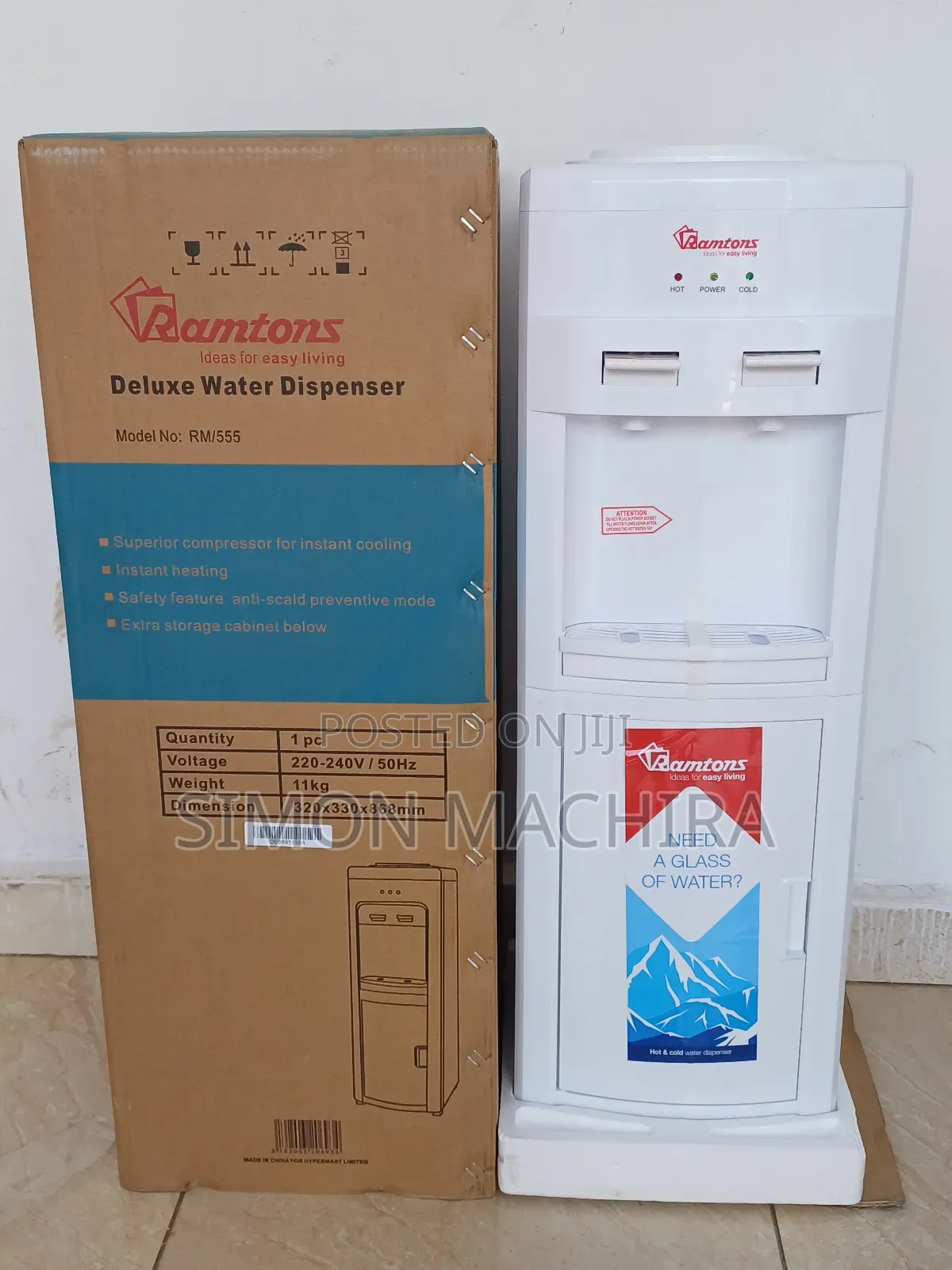 Ramtons Dispenser Hot and Cold, Compressor Cooling RM555