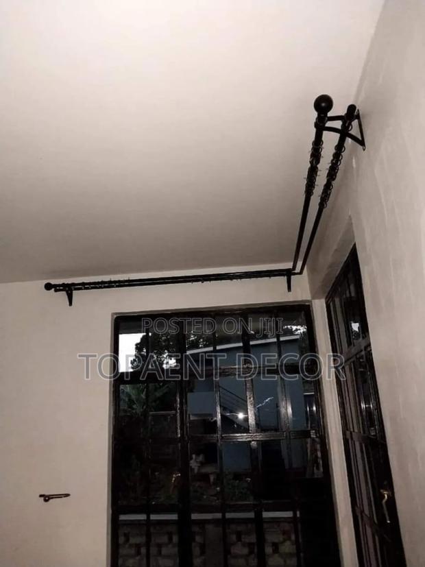 Black Adjustable Window and Door Curtain Rod