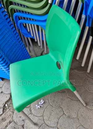Safaricom Green Armless Chairs With Metal Tubing.