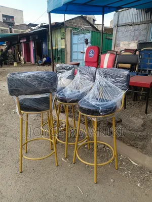 Counter High Stools, Black Velvet and Gold 