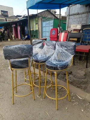 Counter High Stools, Black Velvet and Gold 