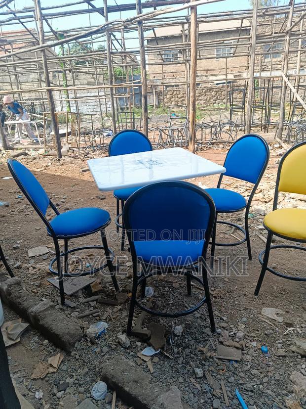 Restaurant Set, Blue Chair and White Square Table. - thumbnail 3