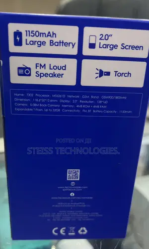 New Tecno T301 Black