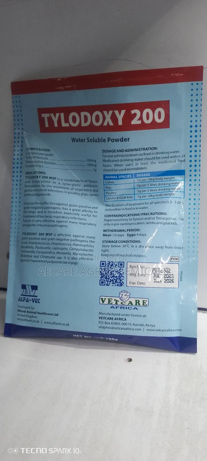 Tylodoxy 200 Poultry Antibiotics 100G