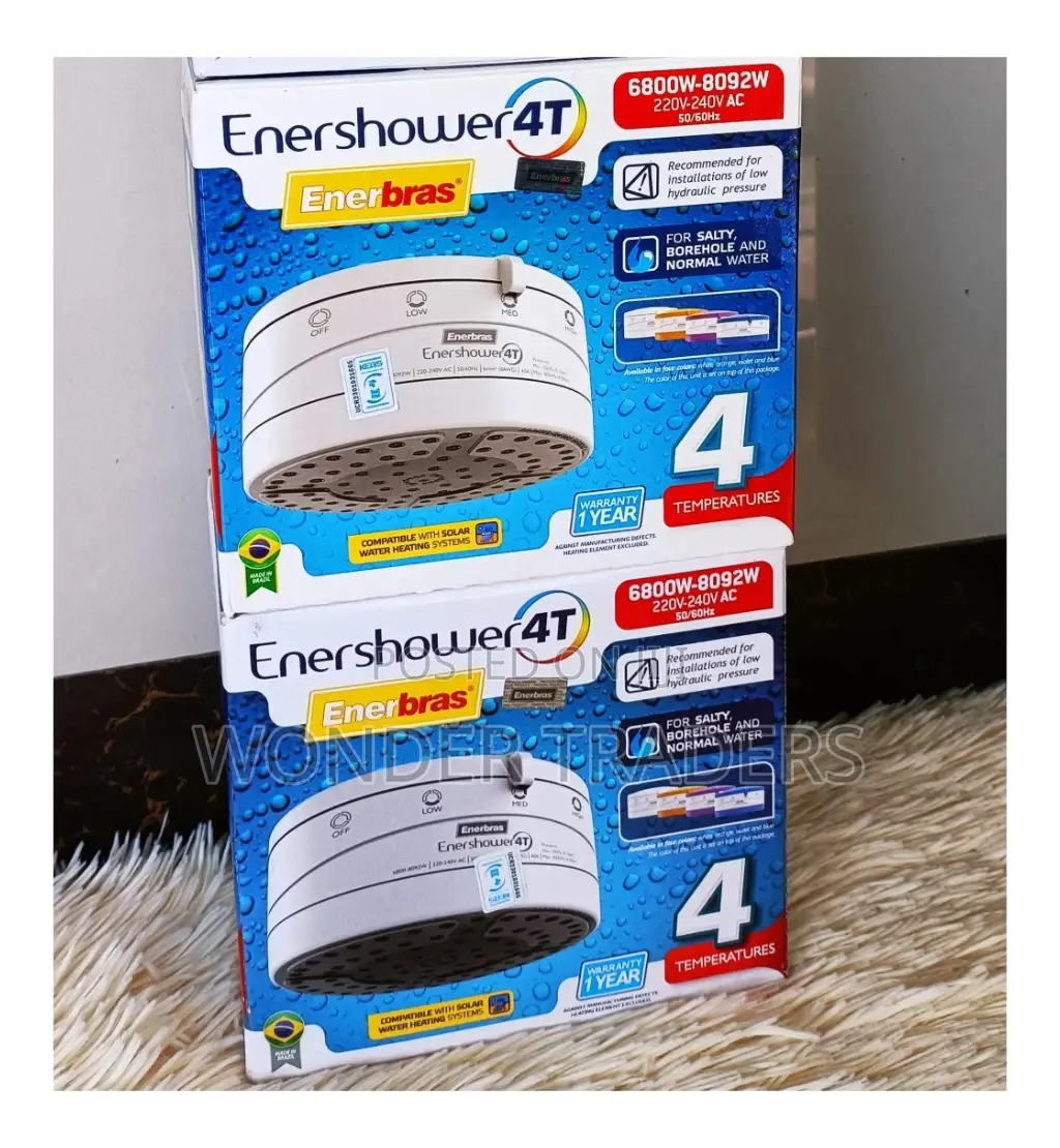 Enershower Enerbras Shower Head Salty,Borehole +Normal Water