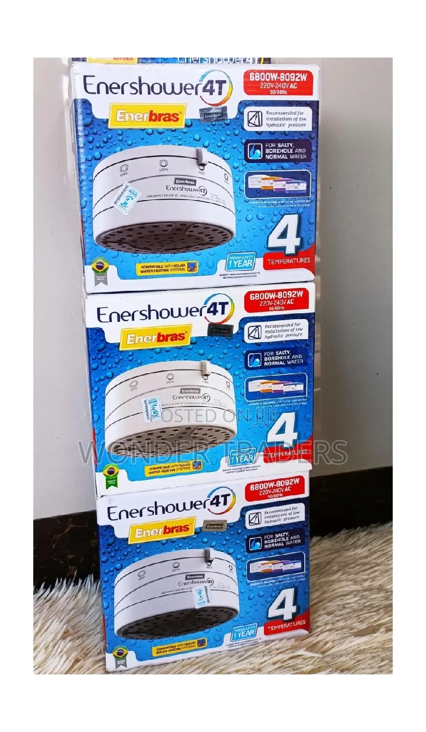 Enershower 4T) Shower Head, Normalwater, Borehole,Saltwater