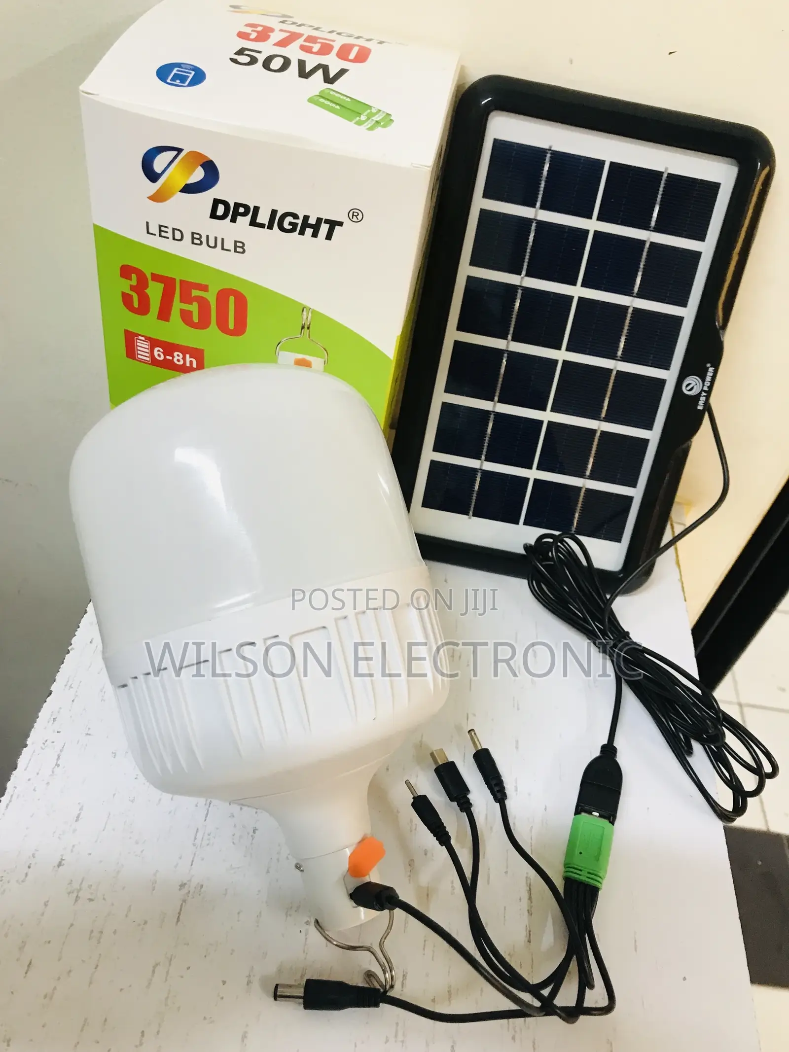 LED Rechargeable Bulb 50w Plus Solar Panel 6v.3.2w Package