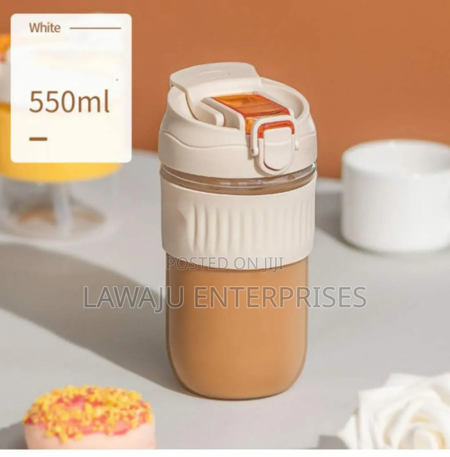 White 550ml Borosilicate Thermocup