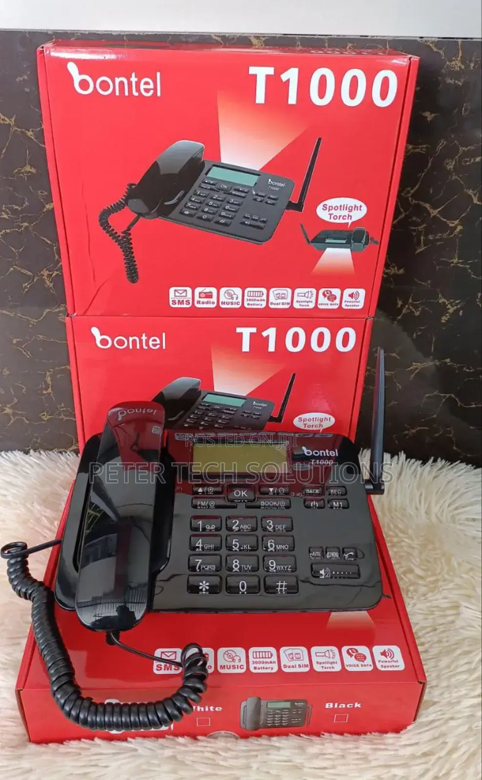 Bontel T1000 Wireless GSM Desk Phone, Landline. Black