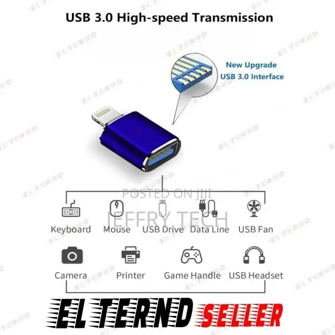 Otg Adapter for iPhone Support Reader All Usb Ports - Withou