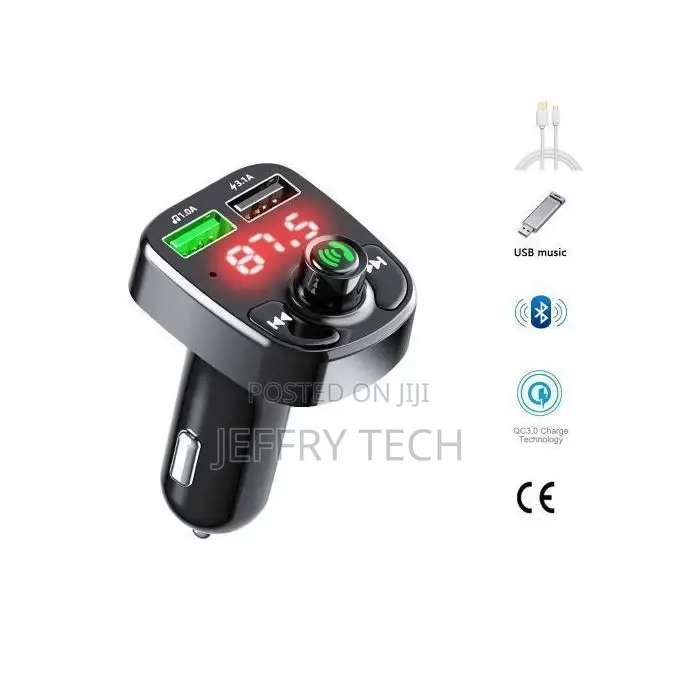 Car Charger With Wireless Bluetooth Mp3 Player, Usb Port C