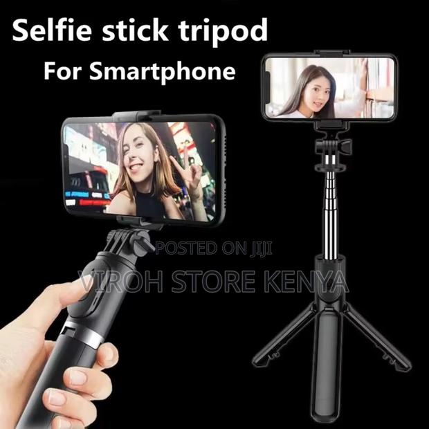 Phone Mobile Selfie Stick With Bluetooth Shutter 100cms Long - thumbnail 2