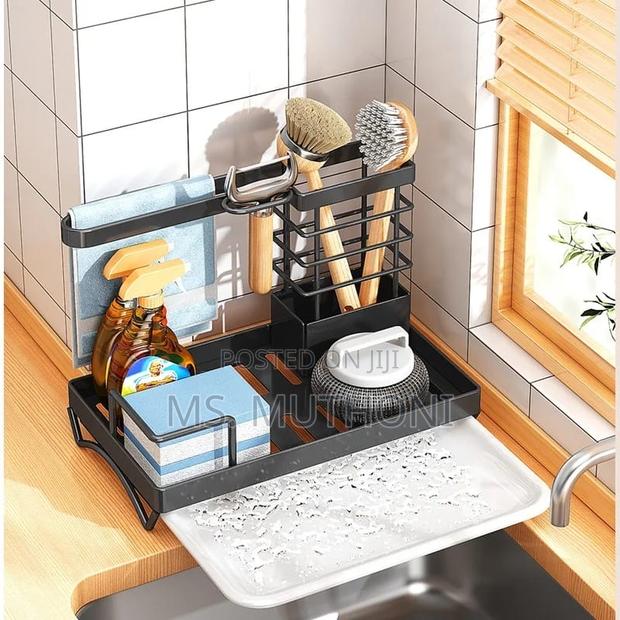 Kitchen Sink Caddy Soap Dish Holder With Draining Tray - thumbnail 2