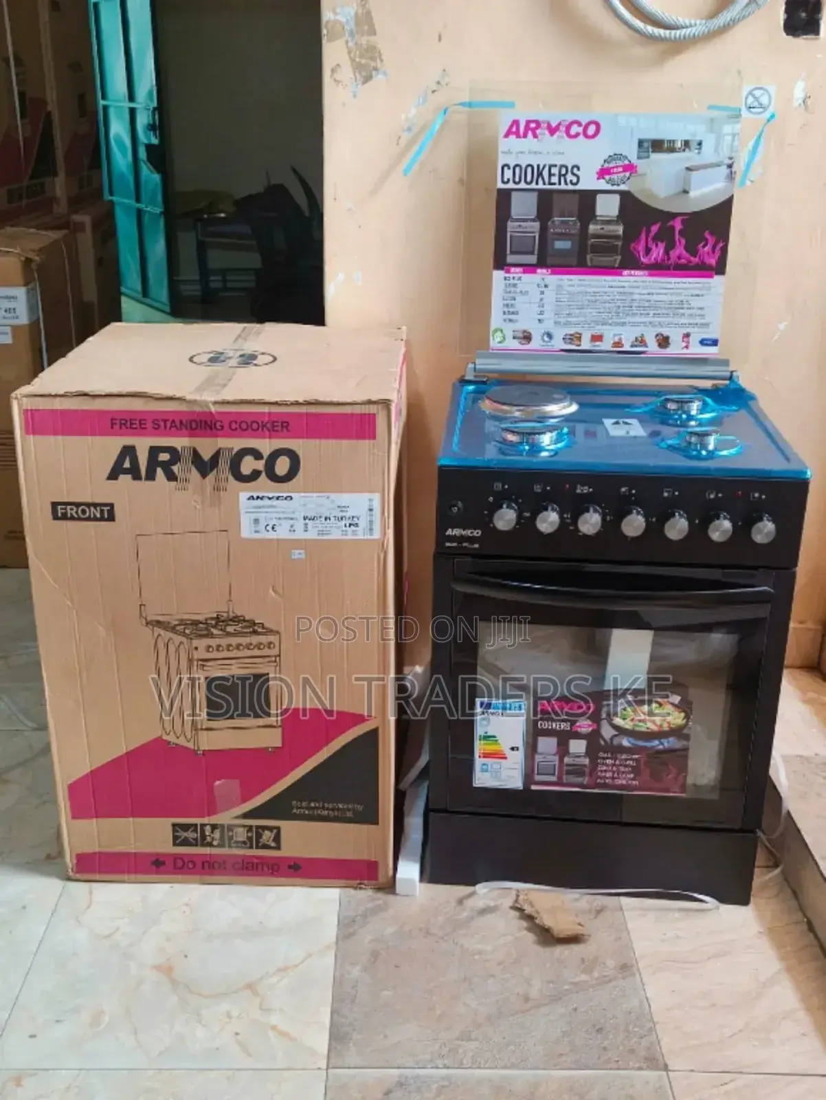 Armco 60*60cm 3G+1E Standing Cooker With Oven Cooker -Black