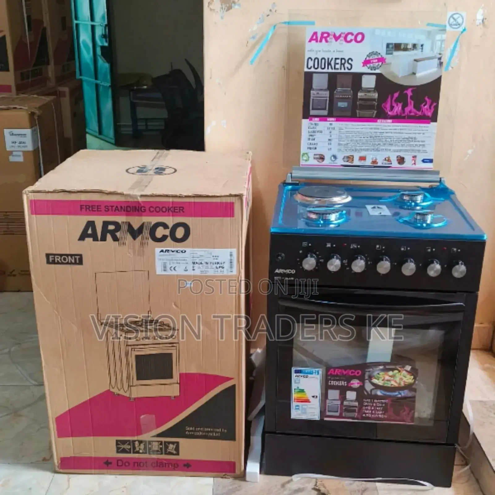 Armco 60*60cm 3G+1E Standing Cooker With Electric Oven-Black