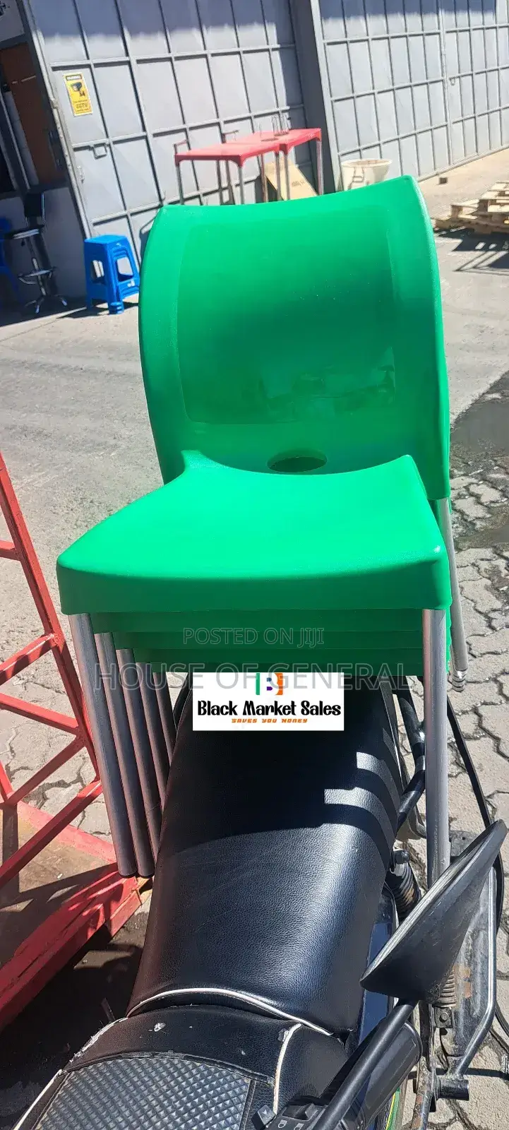 Safaricom Green Armless Plastic Chair With Metal Legs