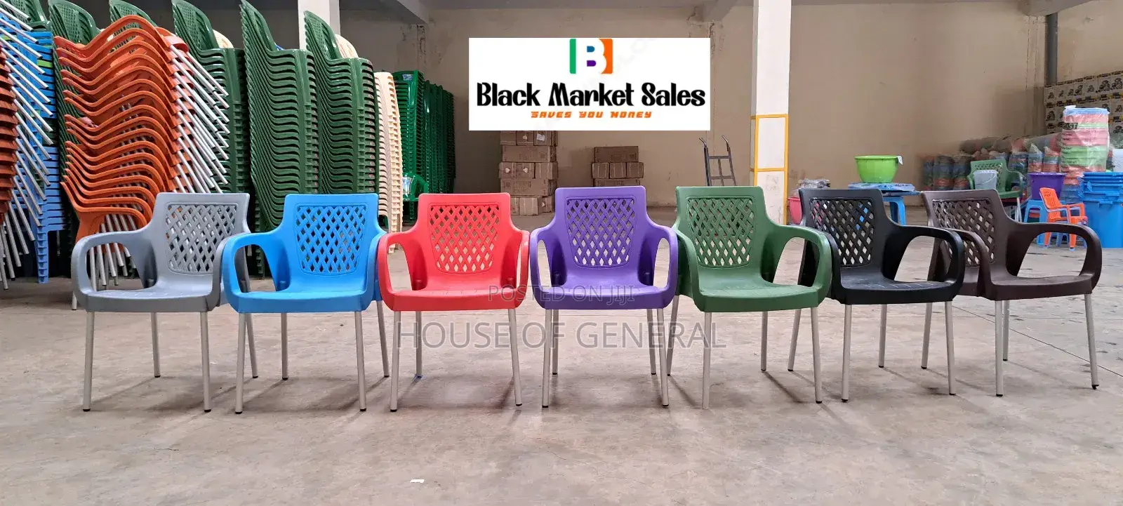 Mix Colours Plastic Chair With Metal Tubing Legs