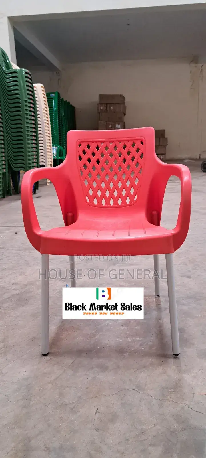Heavy Duty Plastic Chair With Metal Tubing Legs
