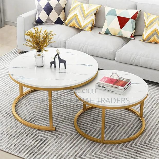 White Twin MDF Marble Effect Nesting Table - main view