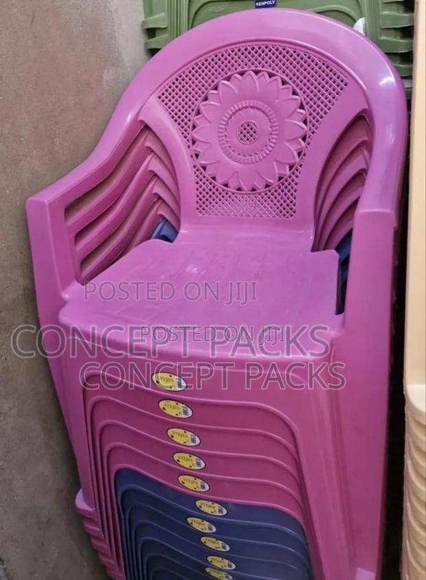 Pink Plastic Arm Chair. - thumbnail 2