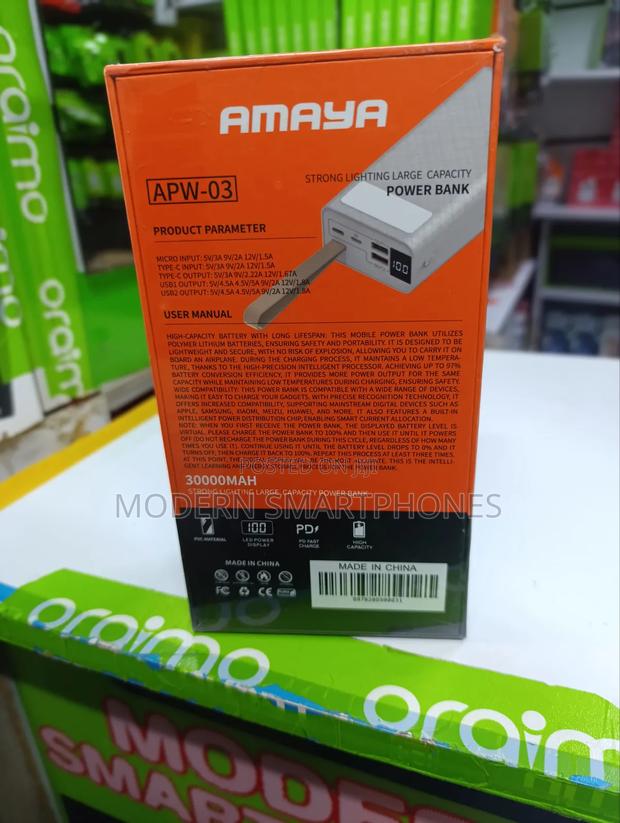 Amaya APW-03 Power Bank 30000mah , Fast Charging - thumbnail 4