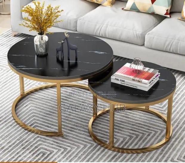 *Black Nesting Coffee Table Marble Effect (Mdf)