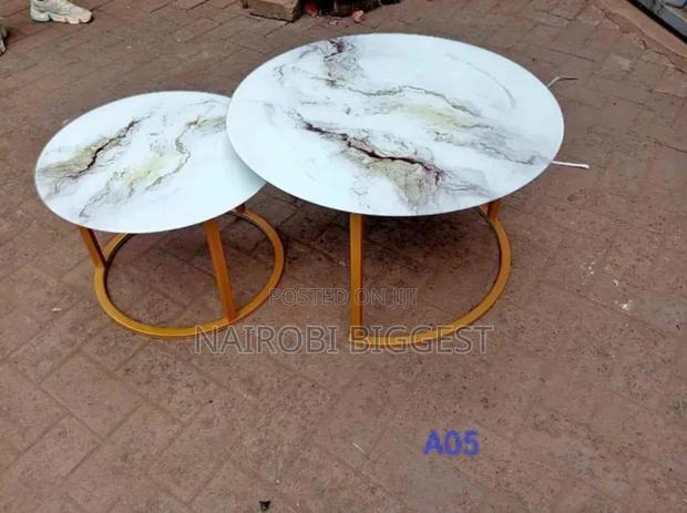 Glass Effect White Nesting Marble Tables - main view