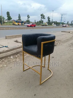 Makeup Chair, Black Leather 