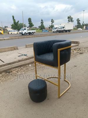 Makeup Chair and a Puff, Black Leather - thumbnail 2