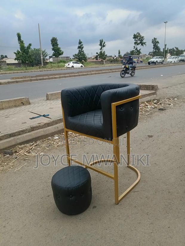 Makeup Chair and a Puff, Black Leather - thumbnail 3