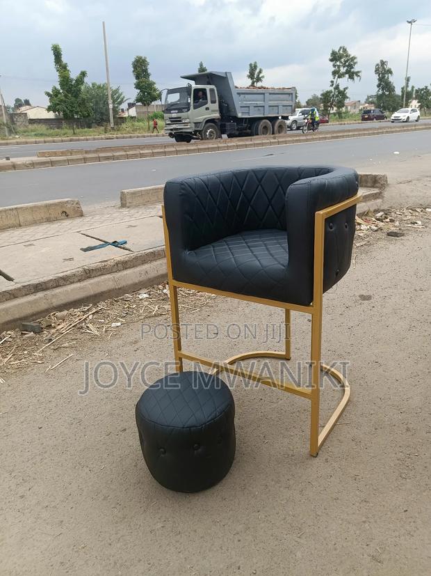 Makeup Chair and a Puff, Black Leather - thumbnail 4