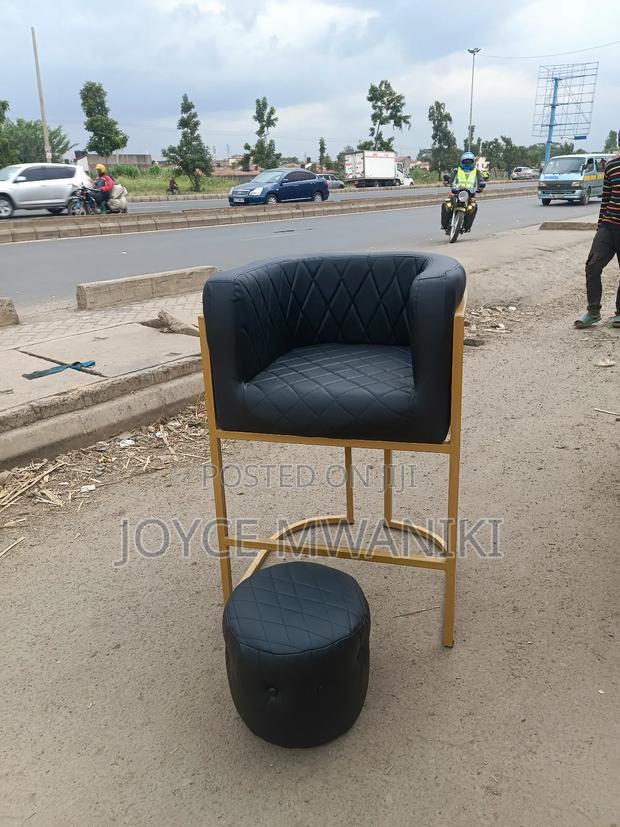 Makeup Chair and a Puff, Black Leather - thumbnail 6