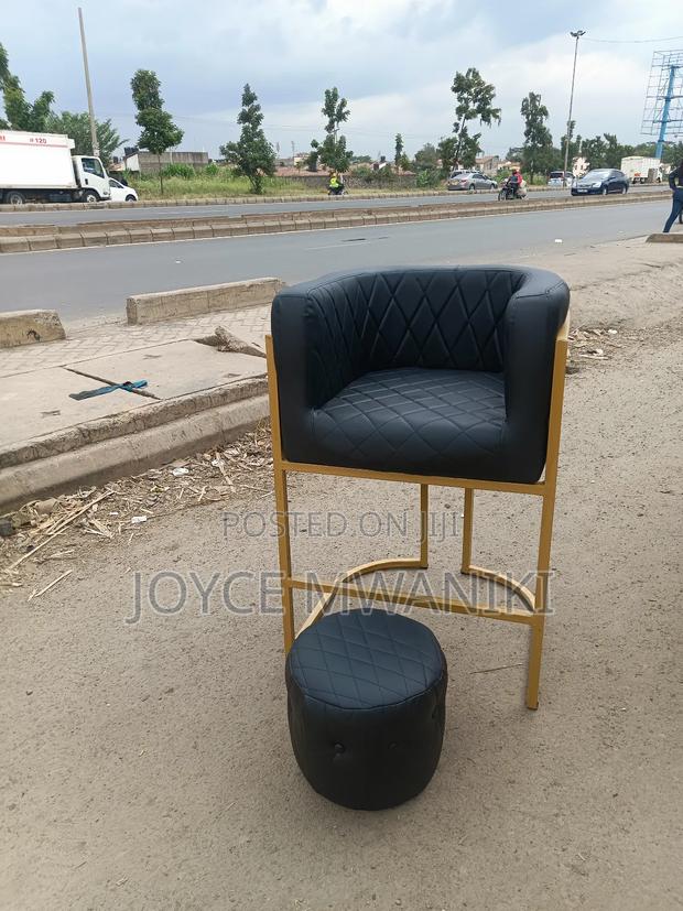 Makeup Chair and a Puff, Black Leather - thumbnail 7