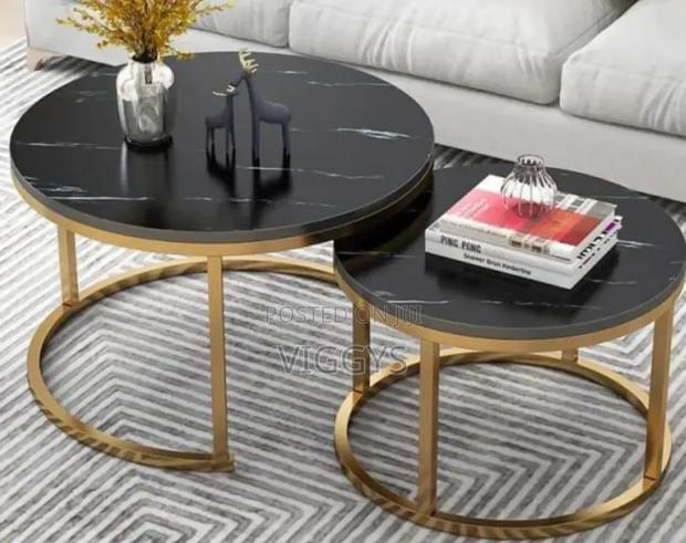 Black Nesting Coffee Table Marble Effect (MDF)*MABLE - main view