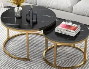 Cool Black Nesting Coffee Table Marble Effect (MDF)*MABLE