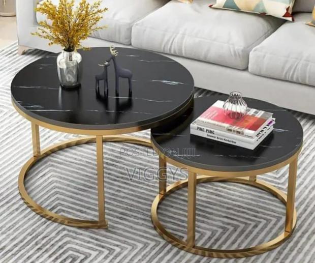 Classic Black Nesting Coffee Table Marble Effect (MDF)*MABLE - main view