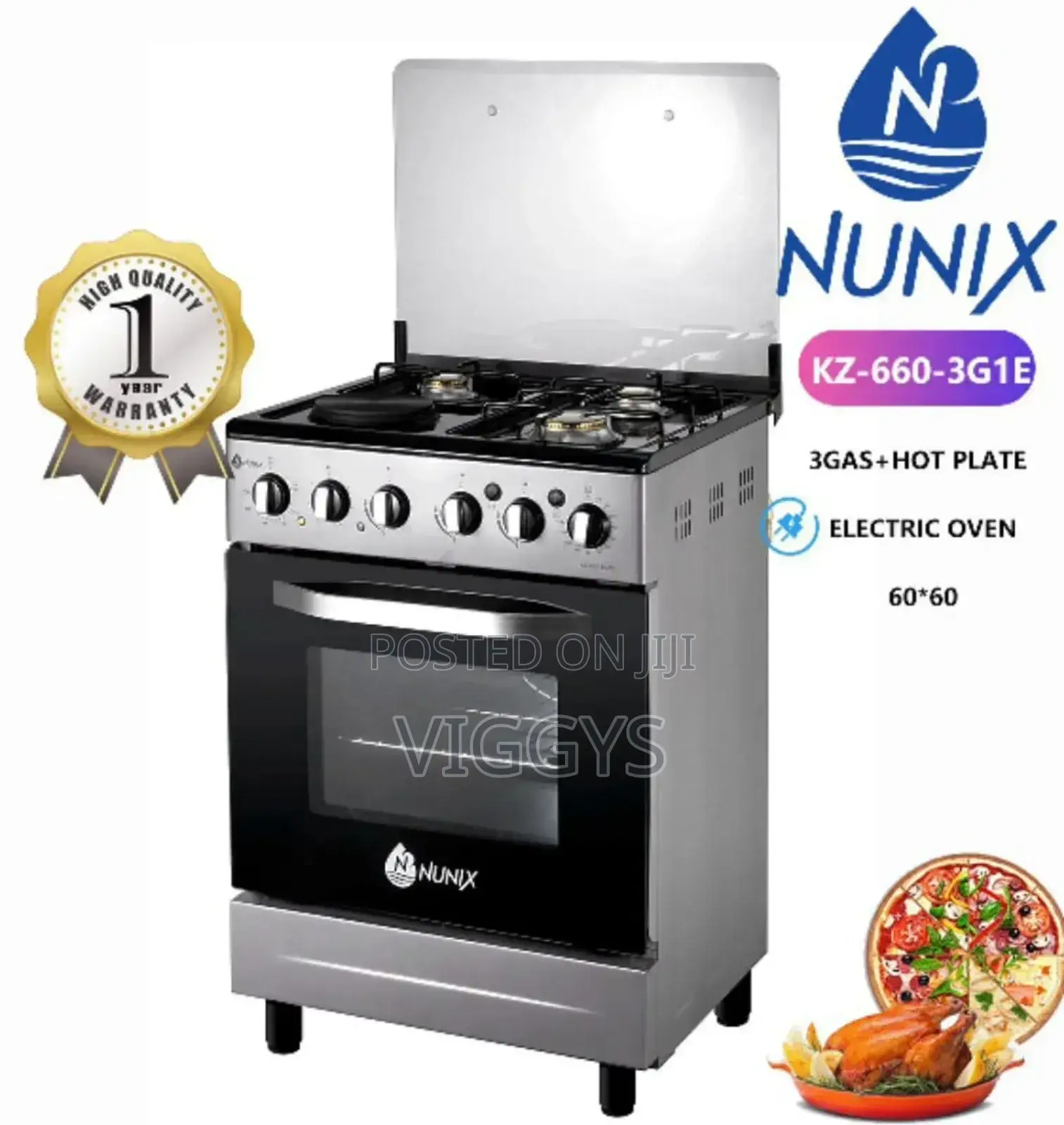 Nunix 60×60 3+1standing Cooker Nukz-66/4+1e