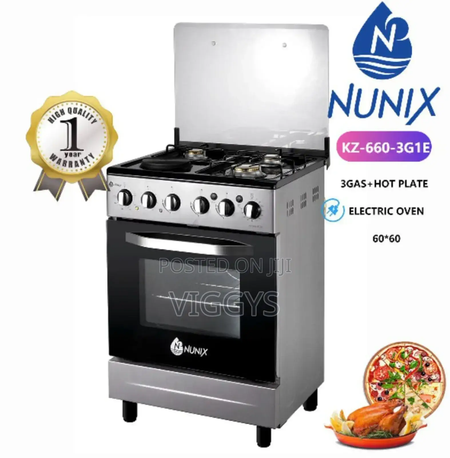 Cool Nunix 60×60 3+1standing Cooker Nukz-66/4+1e