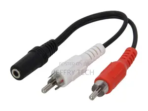 One 3.5mm Stereo Female to Two RCA Stereo Male Y-Cable, Blac