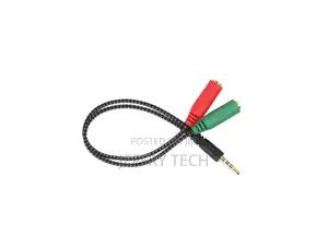 3.5mm Audio Earphone Headset to 2 Female Jack Headphone Mic
