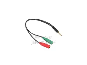 3.5mm Audio Earphone Headset to 2 Female Jack Headphone Mic