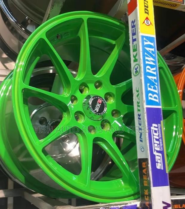 Green Offset Universal Rims 15 Inch - main view