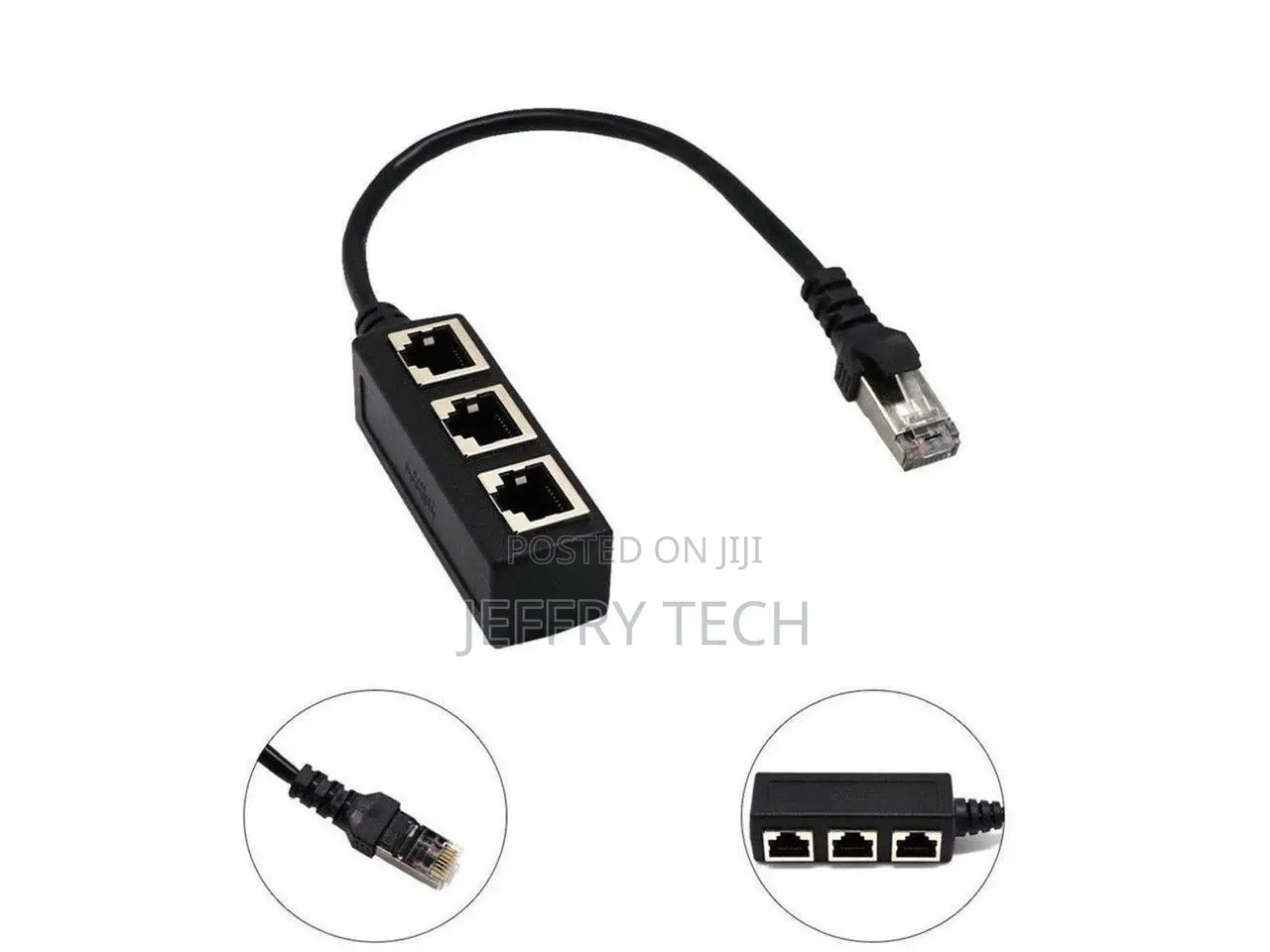 1 to 3 Port Ethernet Switch RJ45 Y Splitter Adapter Cable Fo